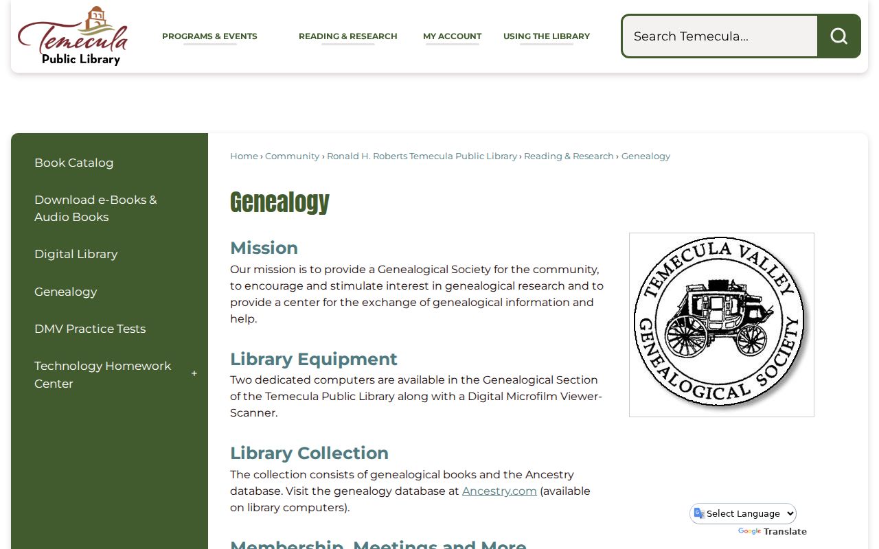 Temecula city directory library genealogy computers and scanner