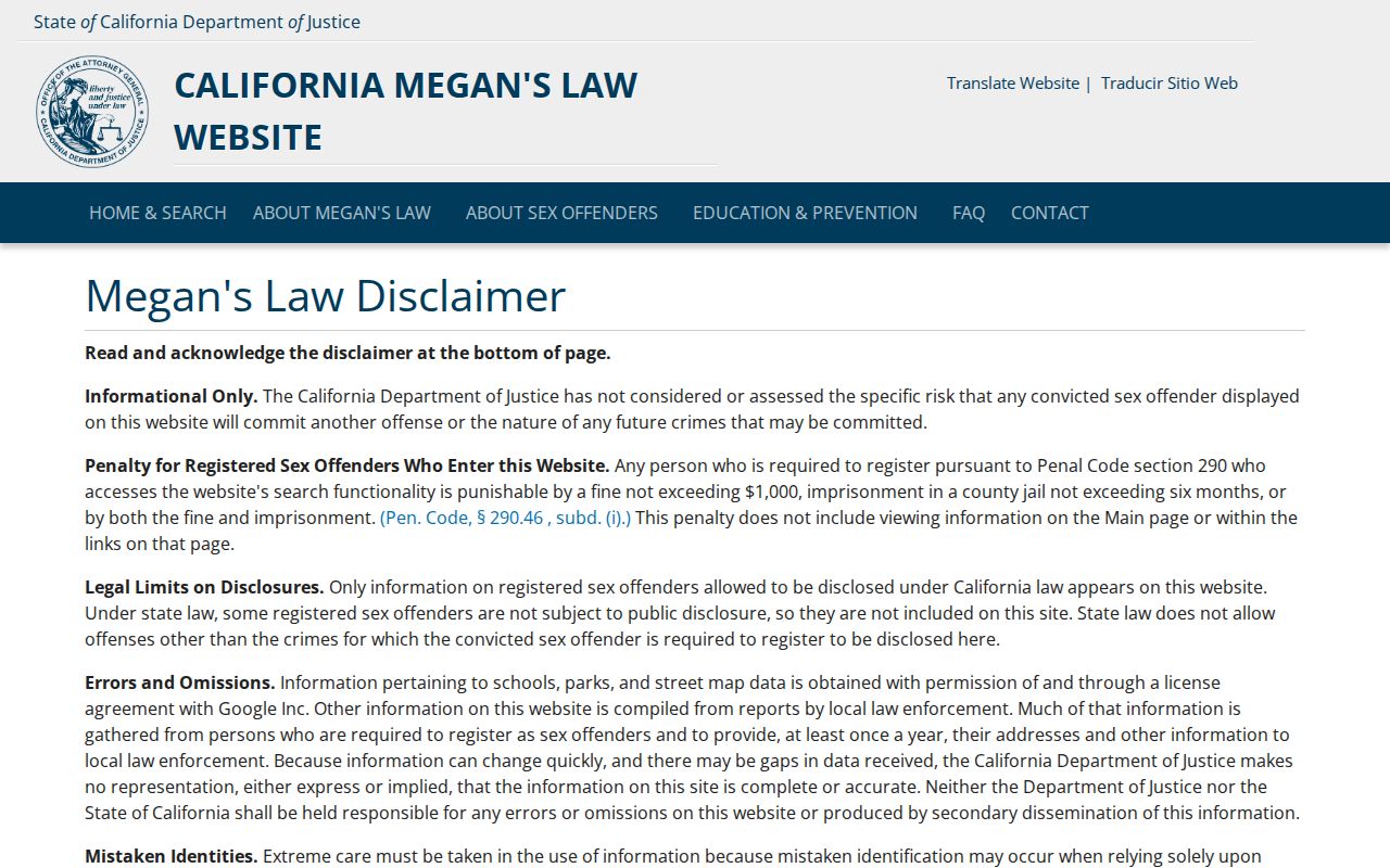 Temecula previous residents California Megan's Law identity warning