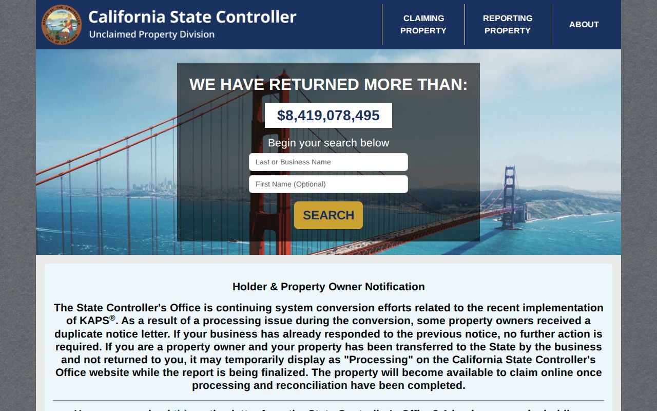 Temecula resident lookup California unclaimed property search