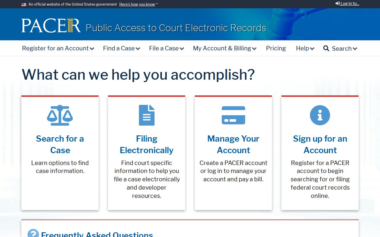 Temecula resident lookup PACER federal court search
